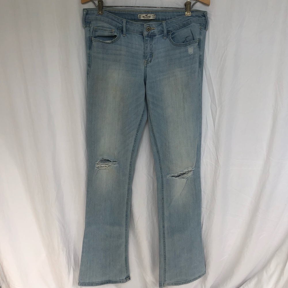 Hollister Flare Leg Distressed Light Wash Jeans